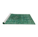 Sideview of Machine Washable Industrial Modern Sea Green Rug, wshurb1044