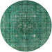 Round Mid-Century Modern Sea Green Oriental Rug, urb1044