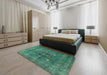 Machine Washable Industrial Modern Sea Green Rug in a Bedroom, wshurb1044