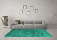 Machine Washable Oriental Turquoise Industrial Rug, wshurb1044turq