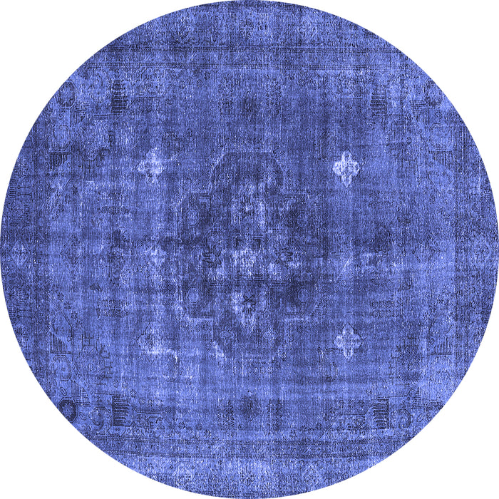 Round Oriental Blue Industrial Rug, urb1044blu