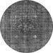 Round Machine Washable Oriental Gray Industrial Rug, wshurb1044gry