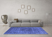 Machine Washable Oriental Blue Industrial Rug, wshurb1044blu