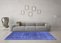 Machine Washable Oriental Blue Industrial Rug in a Living Room, wshurb1044blu