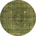 Round Oriental Brown Industrial Rug, urb1044brn