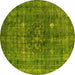 Round Oriental Yellow Industrial Rug, urb1044yw