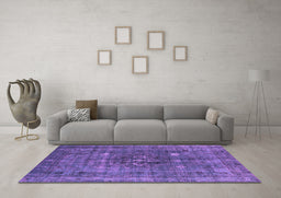 Machine Washable Oriental Purple Industrial Area Rugs in a Living Room, wshurb1044pur