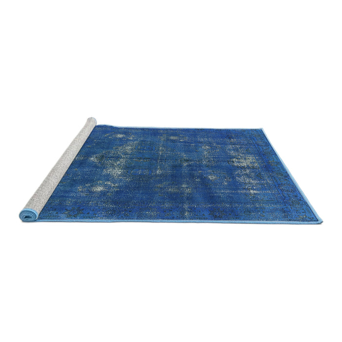 Sideview of Machine Washable Industrial Modern Blueberry Blue Rug, wshurb1045