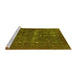 Sideview of Machine Washable Persian Yellow Bohemian Rug, wshurb1045yw