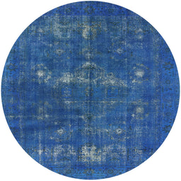 Round Machine Washable Industrial Modern Blueberry Blue Rug, wshurb1045