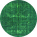 Round Persian Green Bohemian Rug, urb1045grn