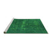Sideview of Machine Washable Persian Green Bohemian Area Rugs, wshurb1045grn
