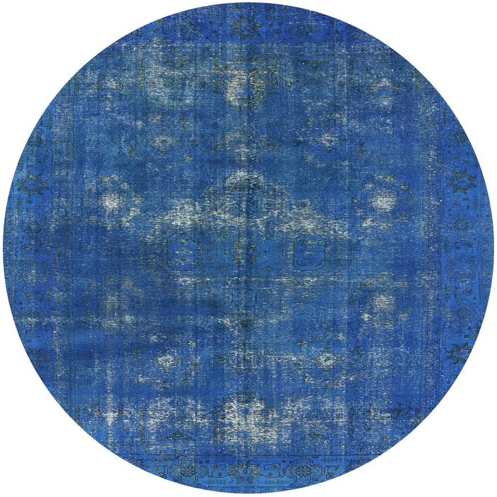 Round Mid-Century Modern Blue Persian Rug, urb1045