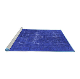Sideview of Machine Washable Persian Blue Bohemian Rug, wshurb1045blu
