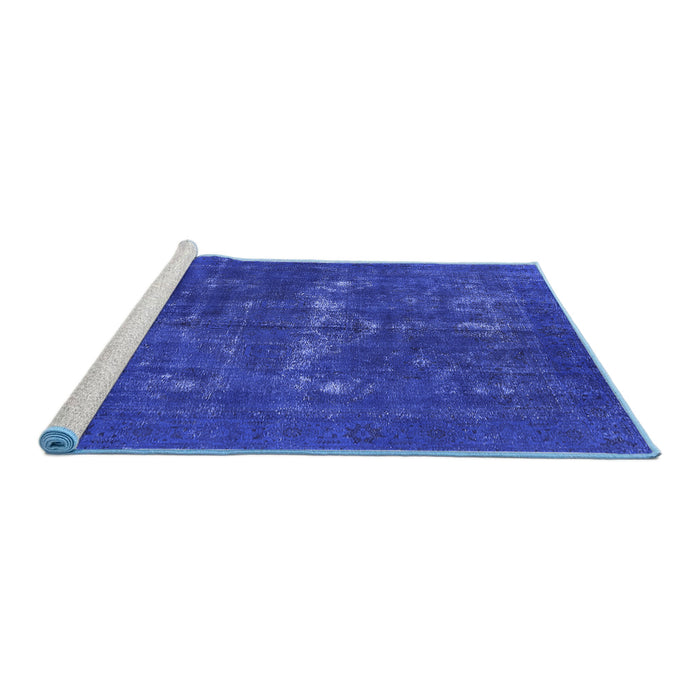 Sideview of Machine Washable Persian Blue Bohemian Rug, wshurb1045blu