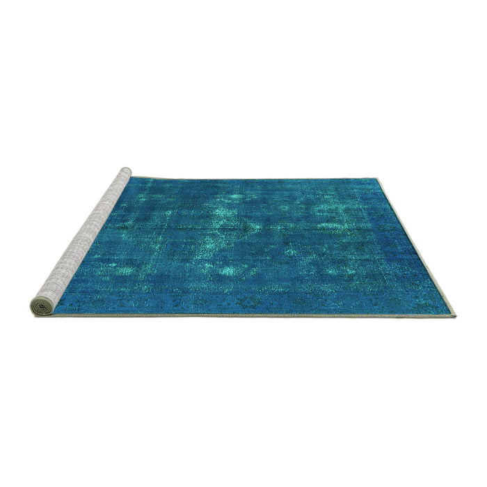 Sideview of Machine Washable Persian Turquoise Bohemian Area Rugs, wshurb1045turq