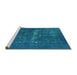 Sideview of Machine Washable Persian Turquoise Bohemian Area Rugs, wshurb1045turq