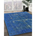 Mid-Century Modern Blue Persian Rug in Family Room, urb1045