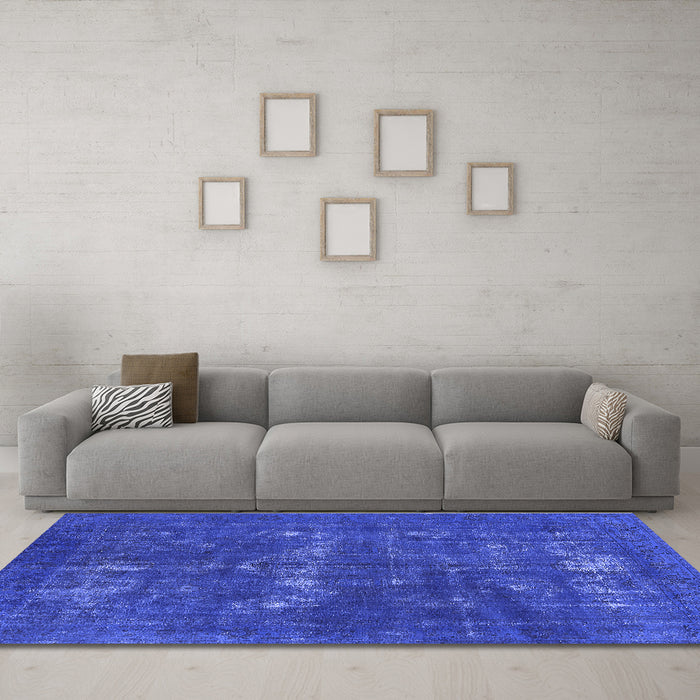 Machine Washable Persian Blue Bohemian Rug in a Living Room, wshurb1045blu
