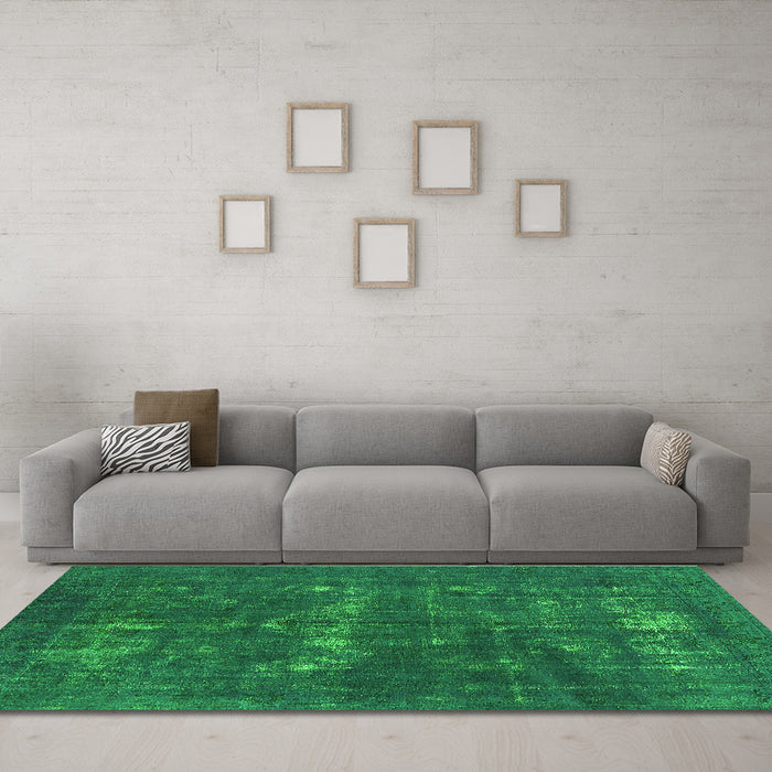 Machine Washable Persian Green Bohemian Area Rugs in a Living Room,, wshurb1045grn