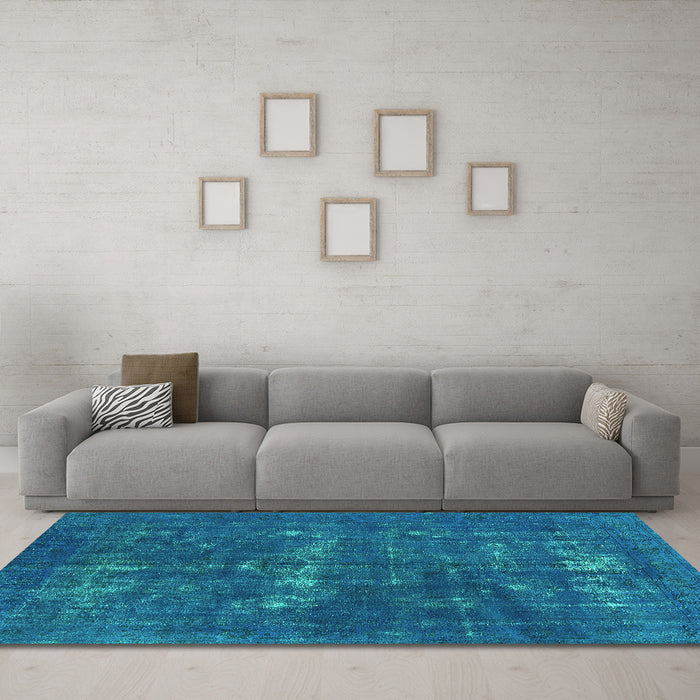 Machine Washable Persian Turquoise Bohemian Area Rugs in a Living Room,, wshurb1045turq