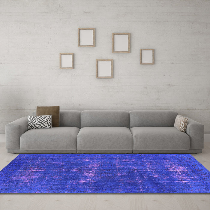 Machine Washable Persian Purple Bohemian Area Rugs in a Living Room, wshurb1045pur