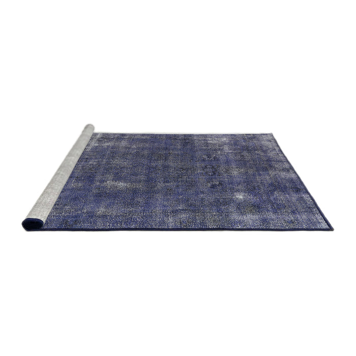 Sideview of Machine Washable Industrial Modern Slate Blue Grey Blue Rug, wshurb1046