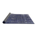 Sideview of Mid-Century Modern Slate Blue Grey Oriental Rug, urb1046