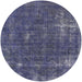 Round Mid-Century Modern Slate Blue Grey Oriental Rug, urb1046