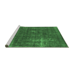 Sideview of Machine Washable Oriental Emerald Green Industrial Area Rugs, wshurb1046emgrn