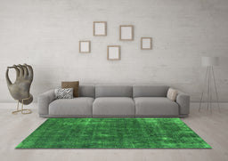 Machine Washable Oriental Green Industrial Area Rugs in a Living Room,, wshurb1046grn