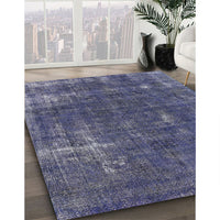 Mid-Century Modern Slate Blue Grey Oriental Rug, urb1046