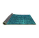 Sideview of Oriental Turquoise Industrial Rug, urb1046turq