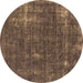 Round Machine Washable Oriental Brown Industrial Rug, wshurb1046brn