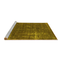Sideview of Machine Washable Oriental Yellow Industrial Rug, wshurb1046yw