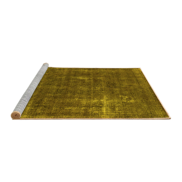 Sideview of Machine Washable Oriental Yellow Industrial Rug, wshurb1046yw