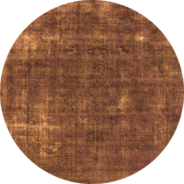Round Machine Washable Oriental Orange Industrial Area Rugs, wshurb1046org