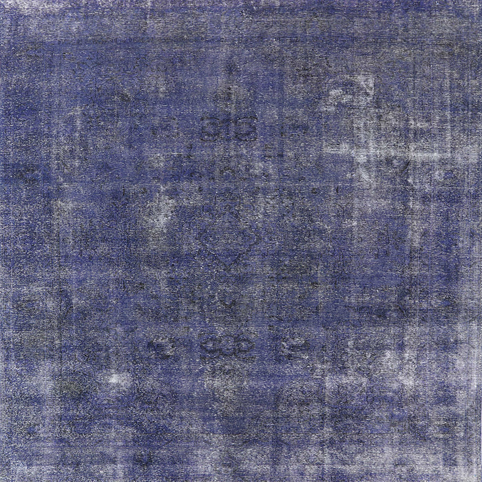 Square Mid-Century Modern Slate Blue Grey Oriental Rug, urb1046