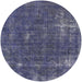 Round Machine Washable Industrial Modern Slate Blue Grey Blue Rug, wshurb1046