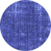 Round Oriental Blue Industrial Rug, urb1046blu