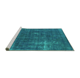 Sideview of Machine Washable Oriental Turquoise Industrial Area Rugs, wshurb1046turq