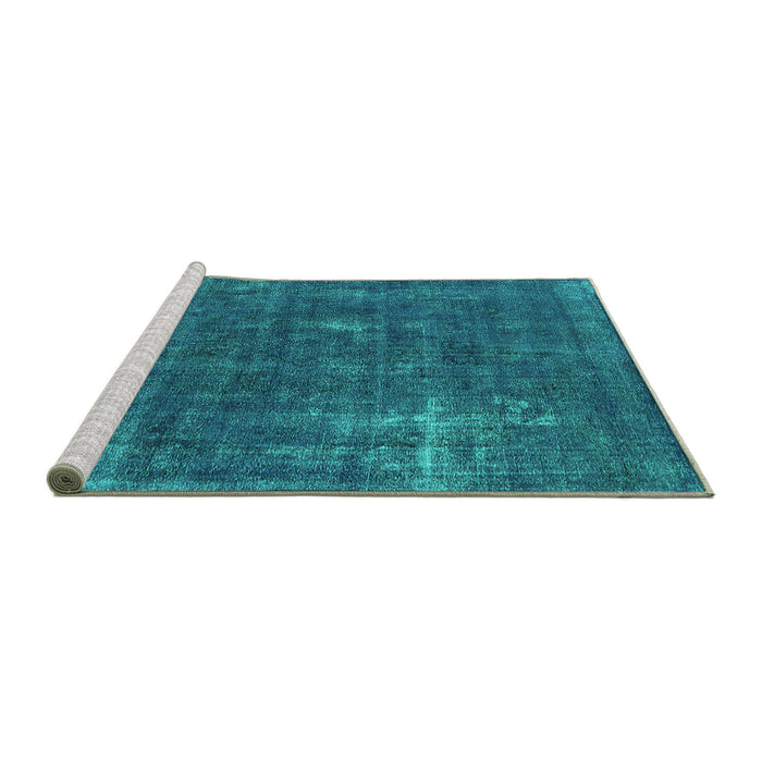 Sideview of Machine Washable Oriental Turquoise Industrial Area Rugs, wshurb1046turq