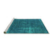 Sideview of Machine Washable Oriental Turquoise Industrial Area Rugs, wshurb1046turq