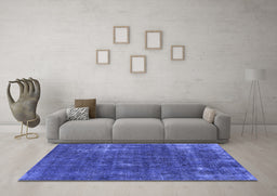 Machine Washable Oriental Blue Industrial Rug in a Living Room, wshurb1046blu