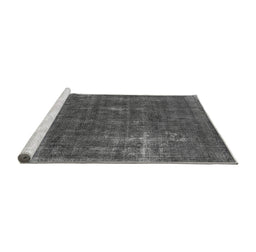 Sideview of Machine Washable Oriental Gray Industrial Rug, wshurb1046gry