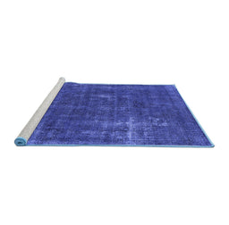 Sideview of Machine Washable Oriental Blue Industrial Rug, wshurb1046blu