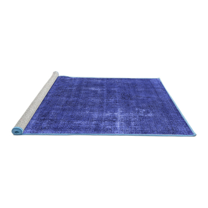 Sideview of Machine Washable Oriental Blue Industrial Rug, wshurb1046blu