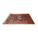 Sideview of Machine Washable Industrial Modern Sunrise Orange Rug, wshurb1047