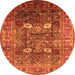 Round Oriental Orange Industrial Rug, urb1047org