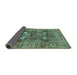 Sideview of Oriental Turquoise Industrial Rug, urb1047turq